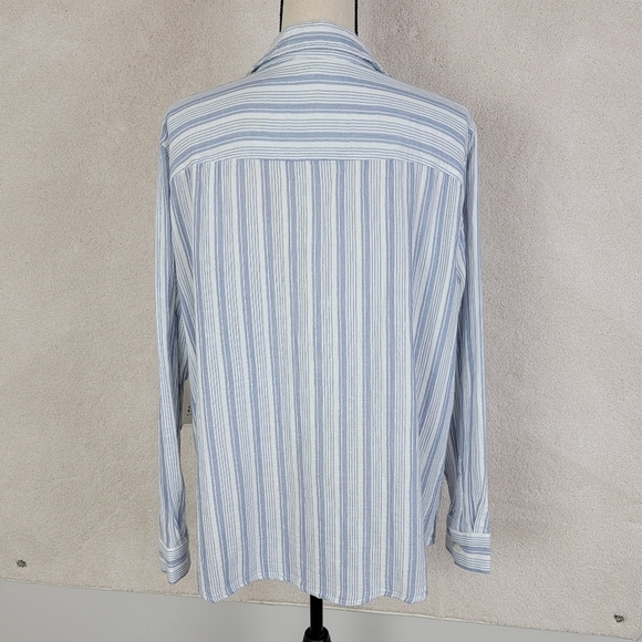 A.n.a Blue And White Striped Preppy Cotton Long Sleeve Button Down Sz L NEW - Picture 3 of 13